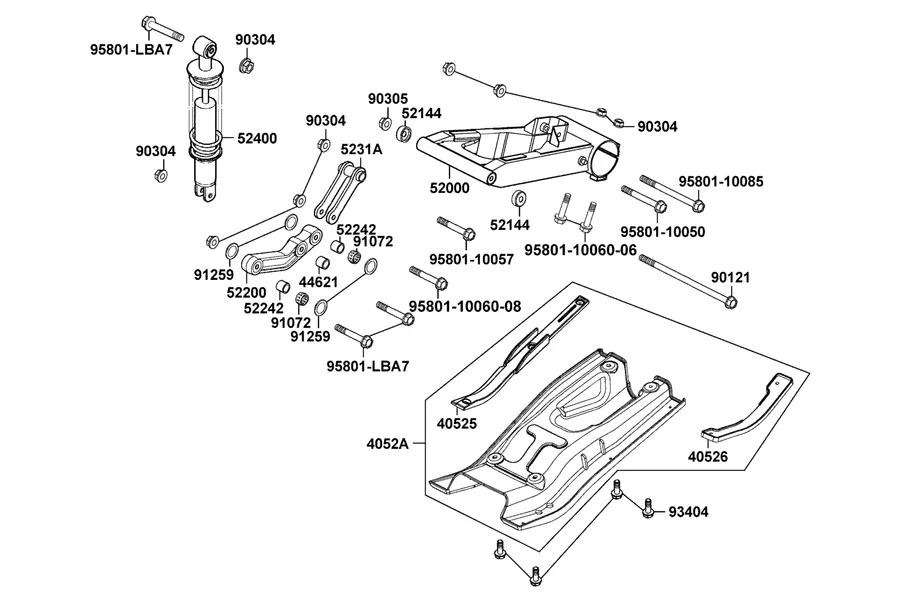 F18 Rear Fork parts diagram