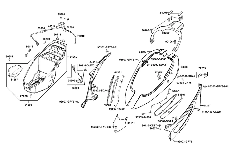 F12 Body Cover and Luggage Box parts diagram