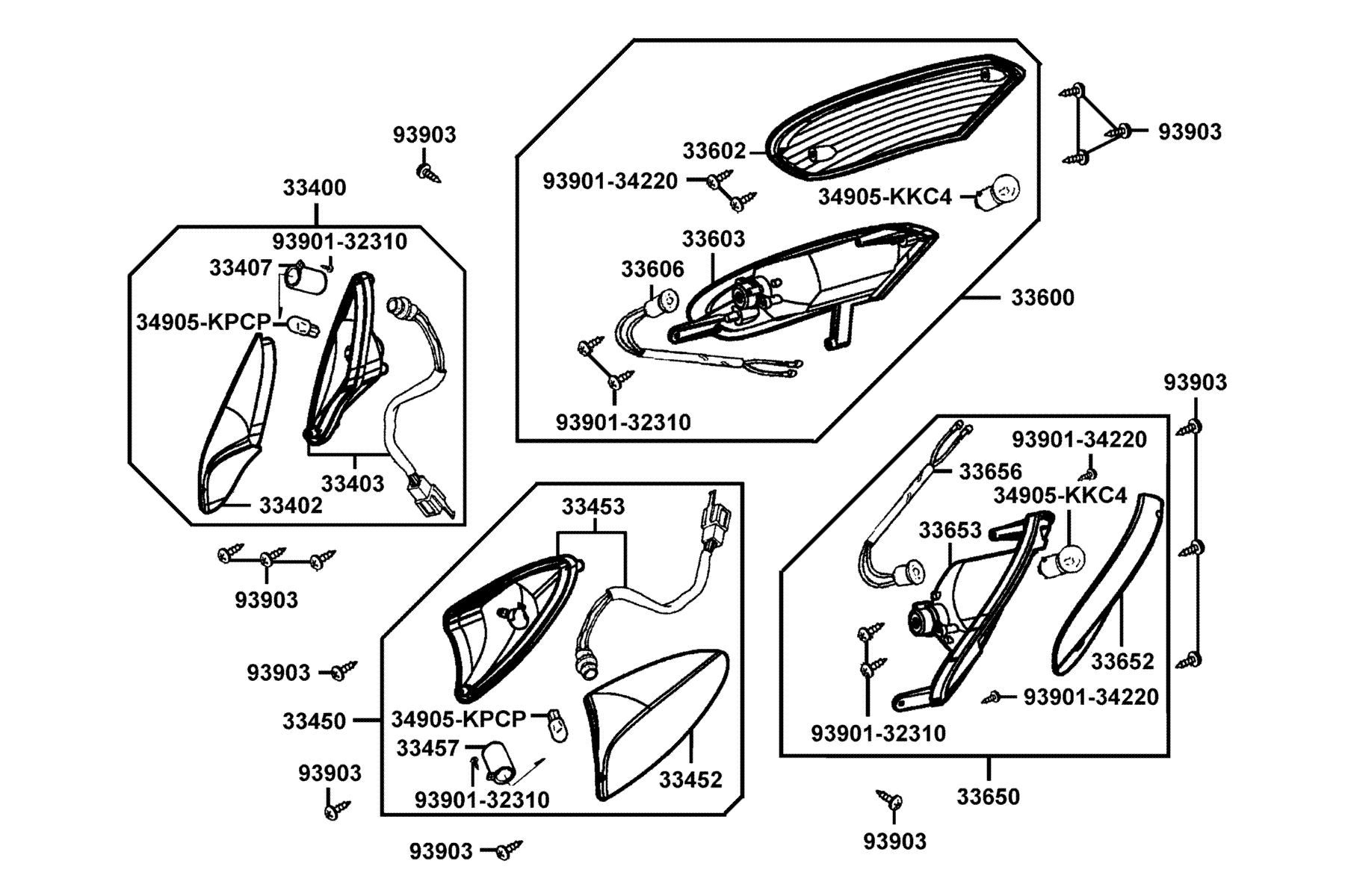 KYMCO GRANDVISTA 250 (2004-2007) Front Winker and Rr Winker parts diagram