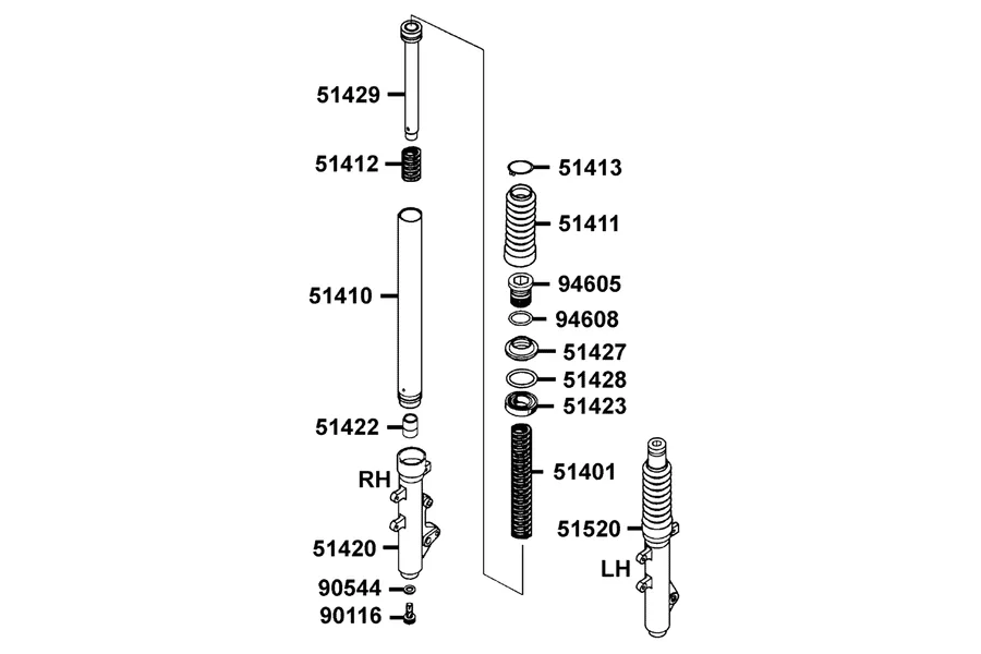 F22 Separated Parts Of Fr Fork parts diagram