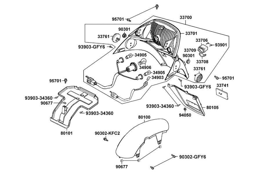 F18 Rear Light and Rear Fender parts diagram
