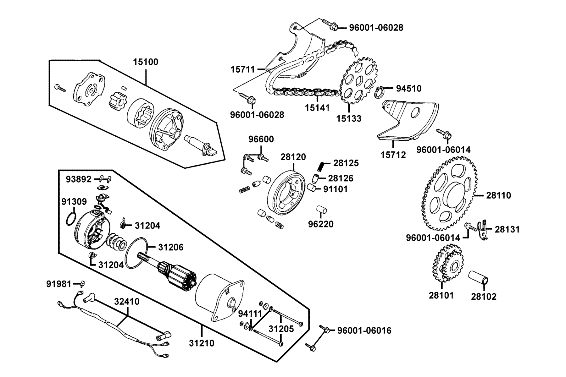 KYMCO Bet&Win 150 (2008-2008) Starting Motor and Oil Pump parts diagram
