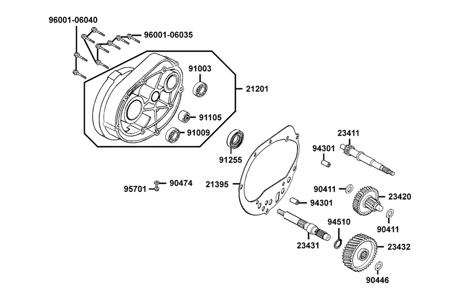 E05 Transmission parts diagram