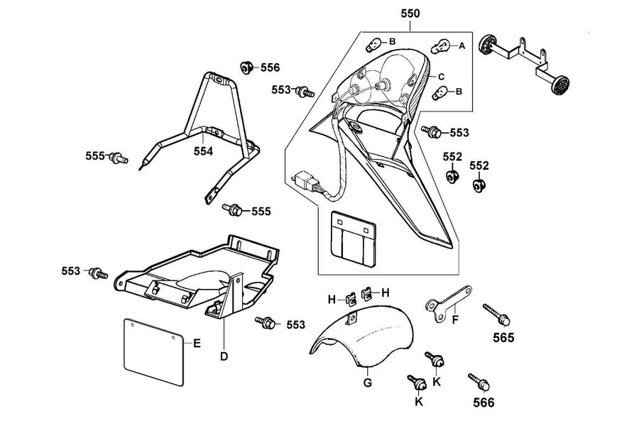 F18 Rear Light parts diagram