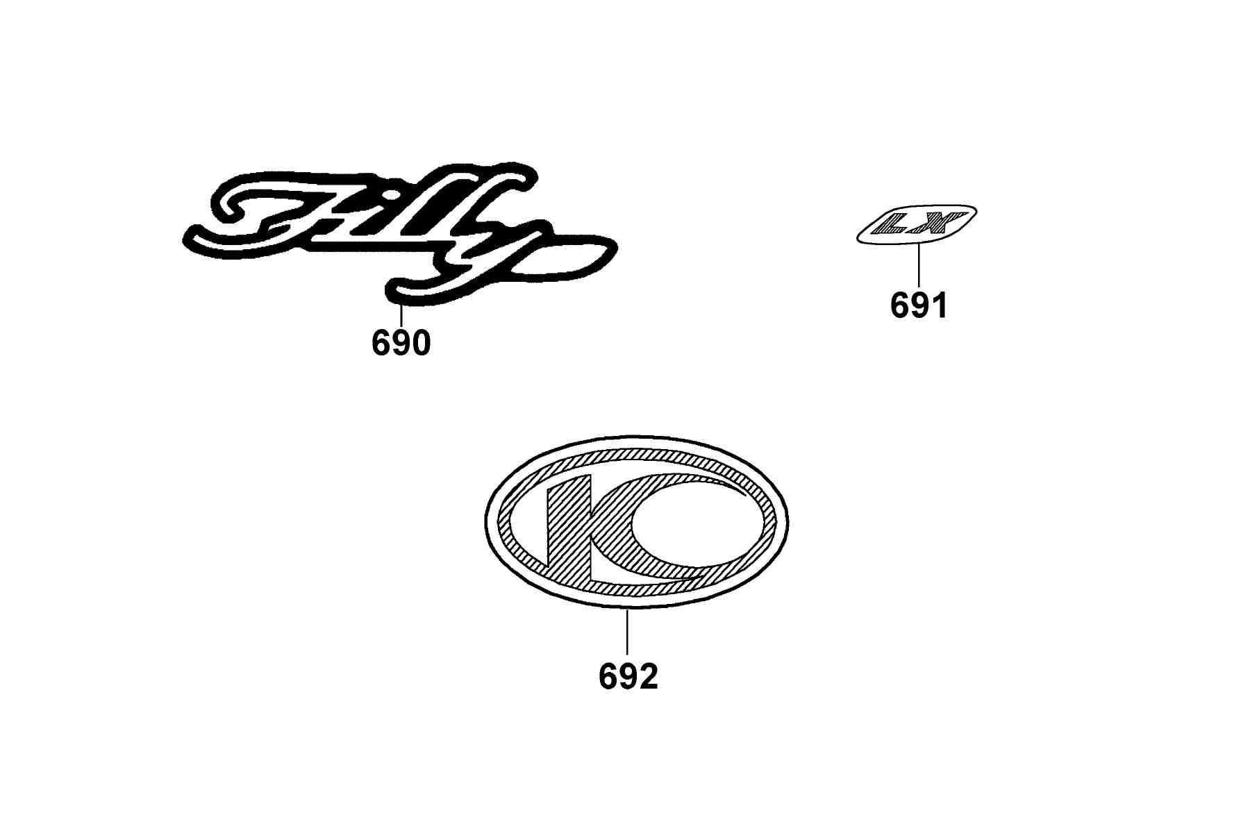 KYMCO FILLY 50 LX (2002-2004) Emblem and Stripe parts diagram