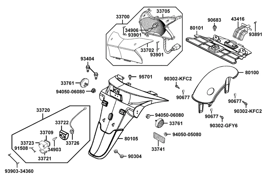 F18 Rear Light and Rear Fender parts diagram