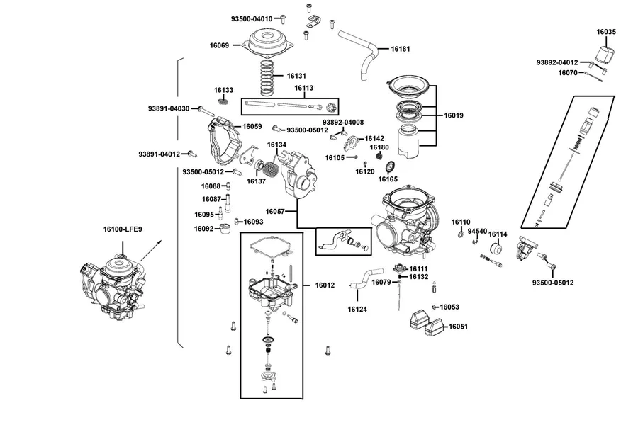 E09 Carburetor parts diagram