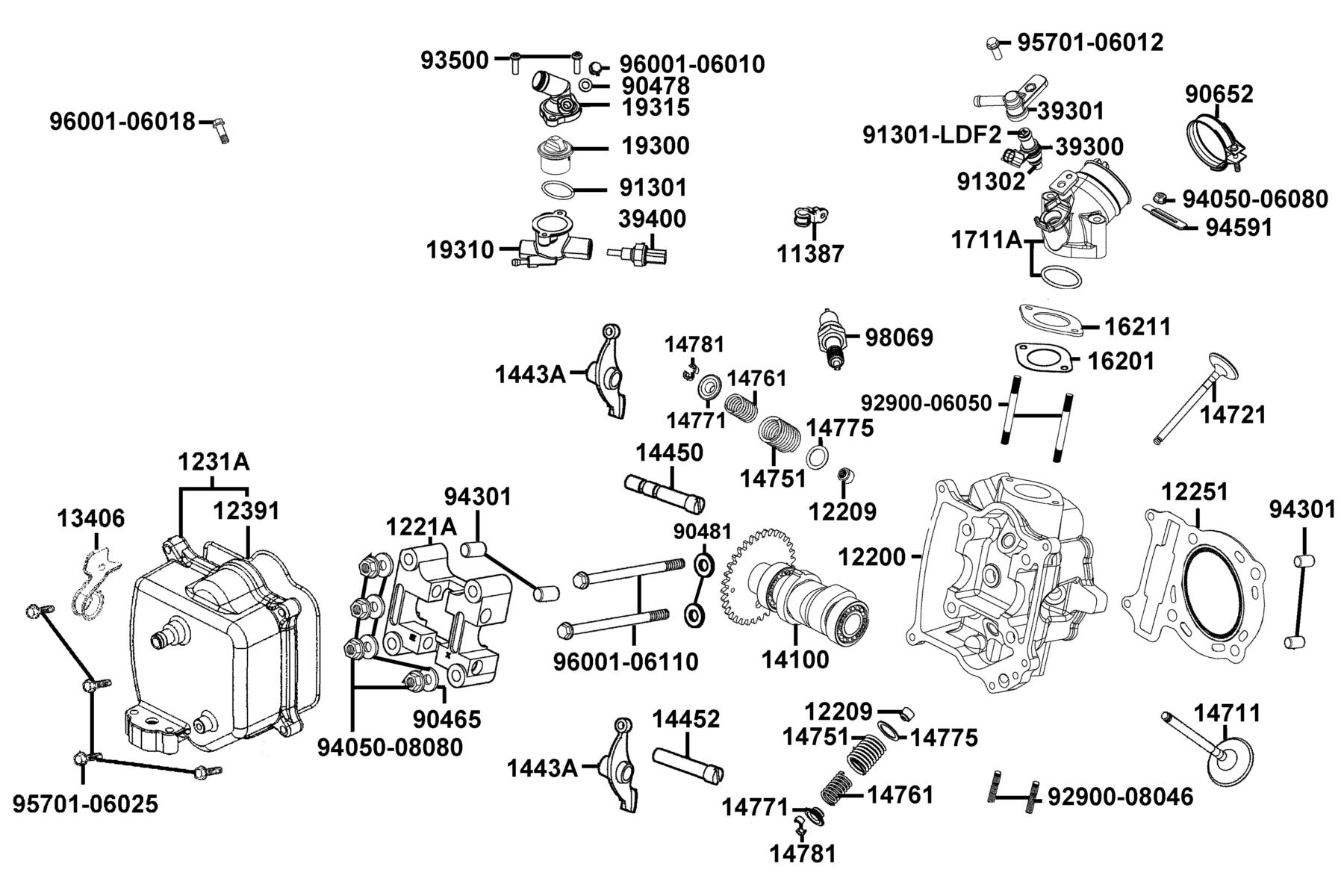 X-Town 300i ABS(2023) Cylinder Head parts diagram