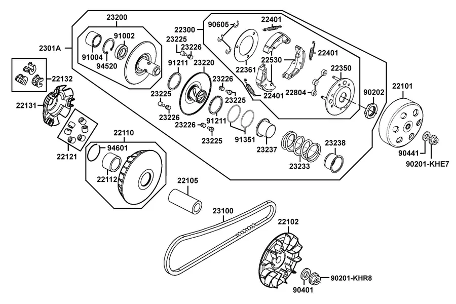 E05 Transmission Pulley parts diagram