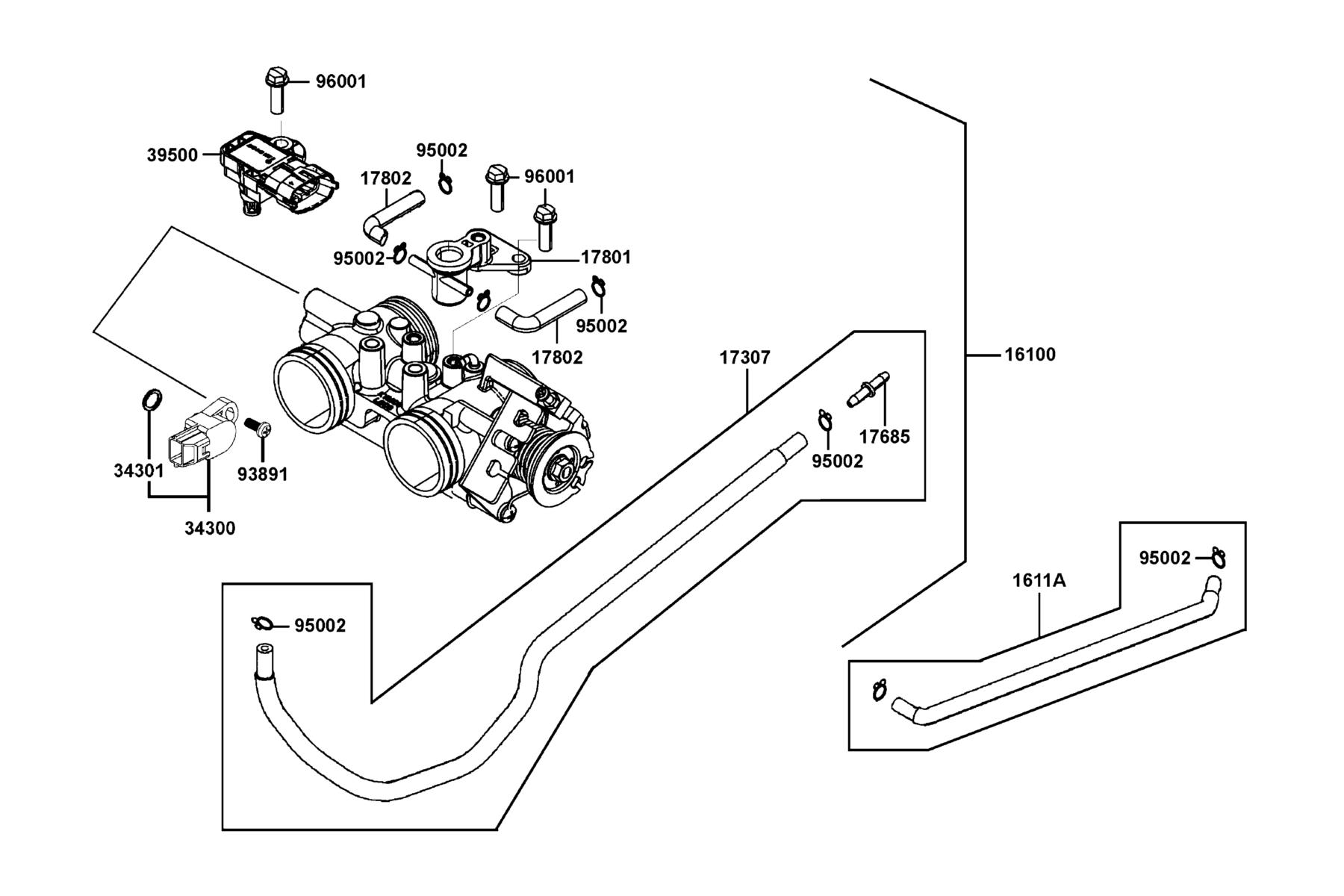 AK550 Throttle Body parts diagram
