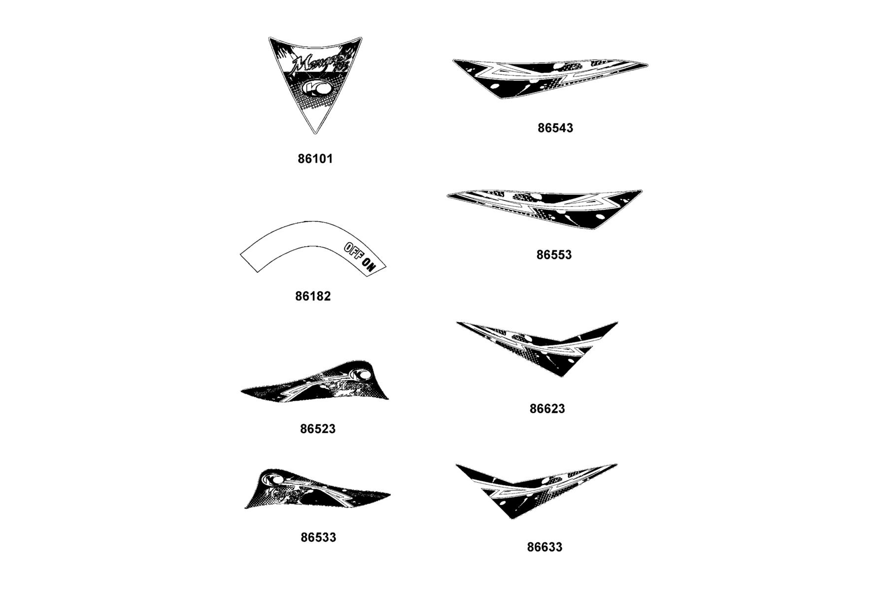 KYMCO Mongoose 70 S (2014-2015) Emblem and Stripe parts diagram