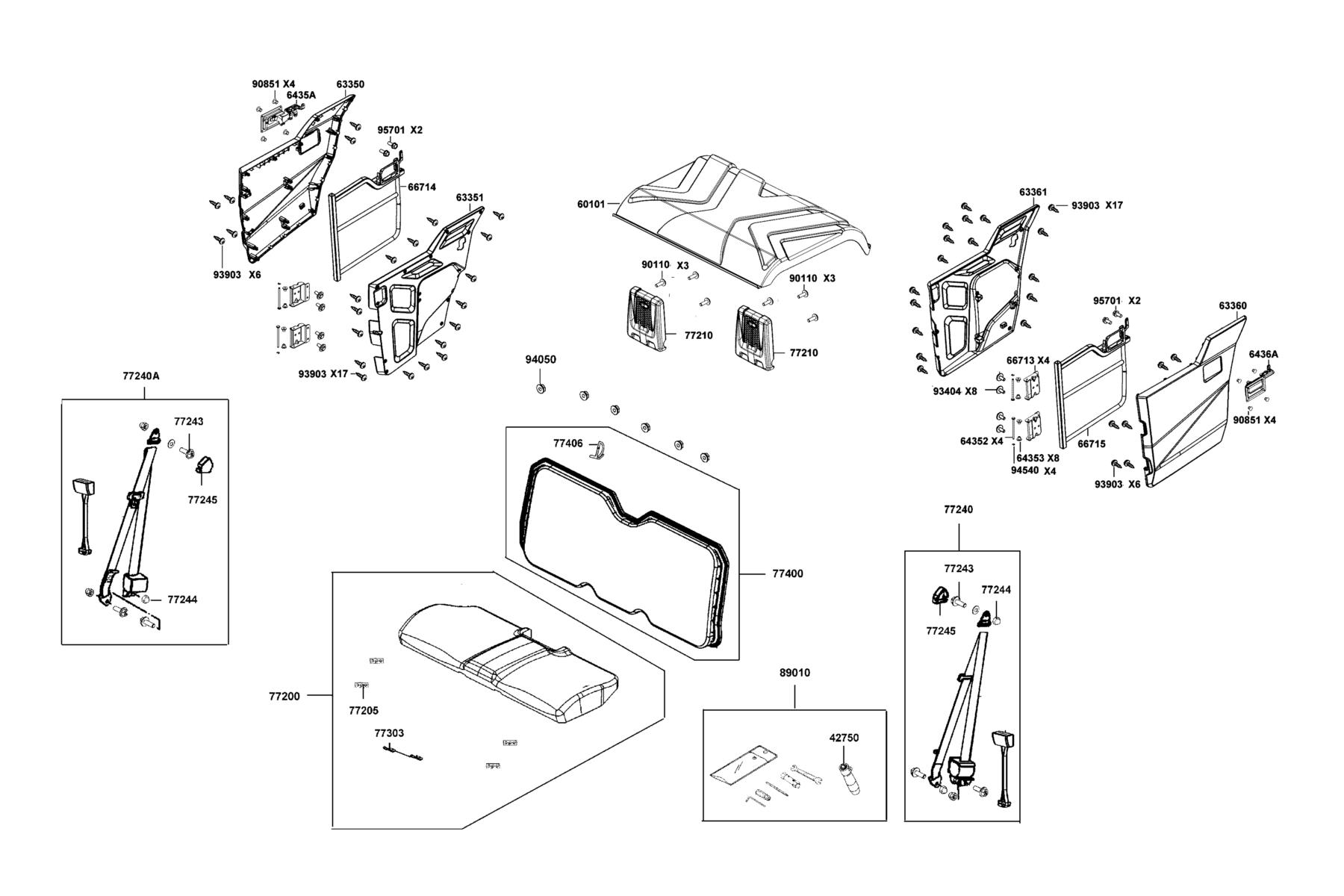 UXV 450i LE EPS(2024MY) Seat Assy parts diagram