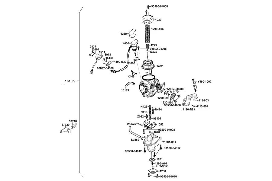 E08 Caburetor parts diagram