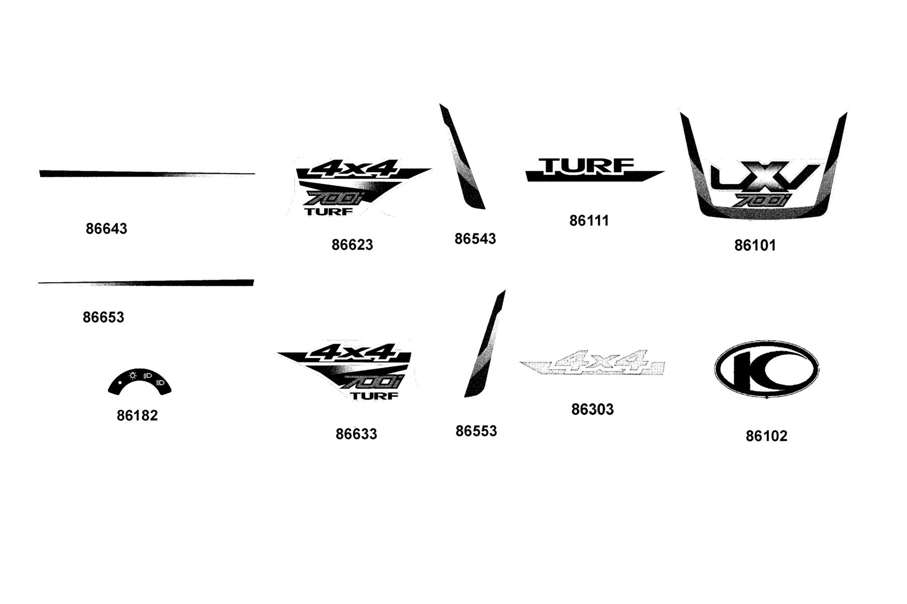 UXV 700i TURF (2017~) Emblem ● Stripe parts diagram