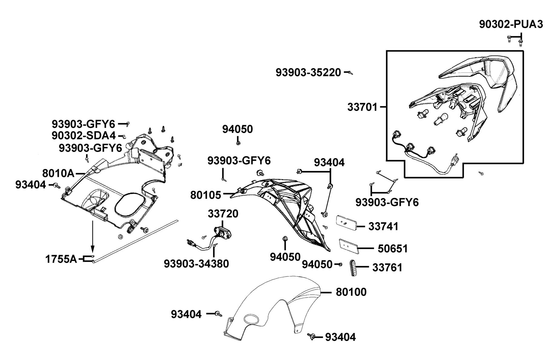 SUPER 8 150X (2022) Tail Light parts diagram