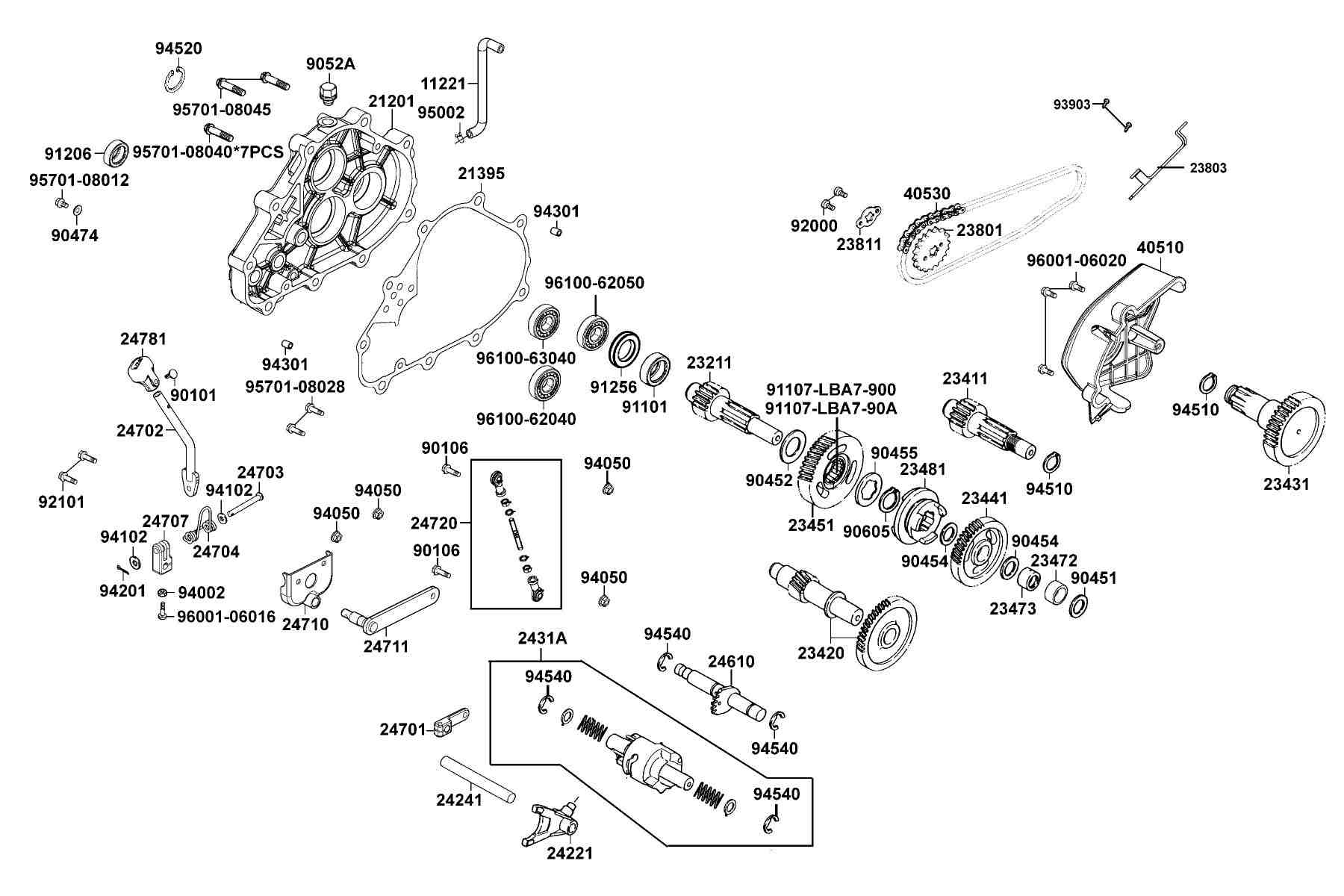 KYMCO Mongoose 250 (2008-2008) Transmission parts diagram