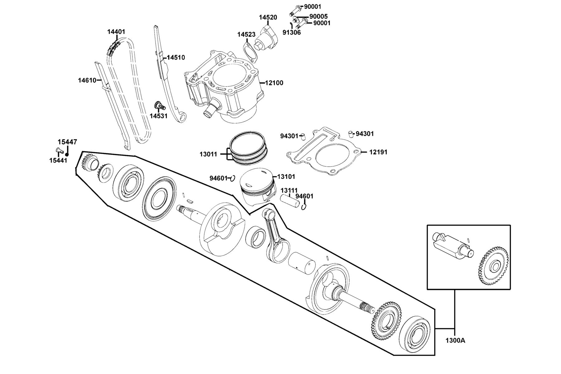 Mongoose 270i(2023MY) Cylinder ● Piston ● Crankshaft parts diagram