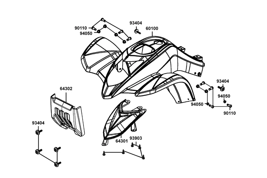 F03 Front Cover and Floor Panel parts diagram