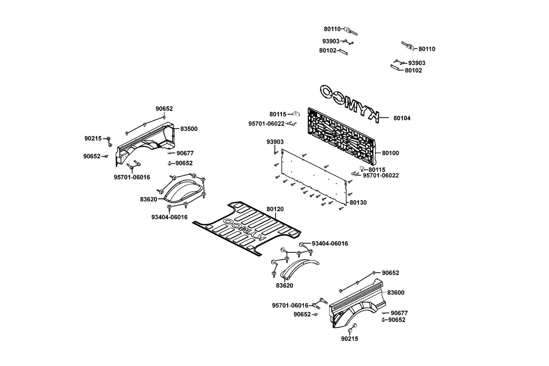 KYMCO UXV 500 (Off Road/SE) (2011-2011) Panel R/L Rear Fender parts diagram