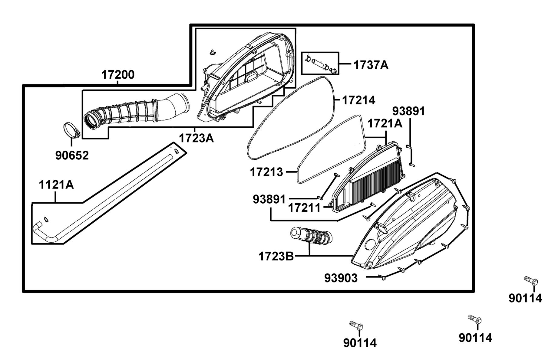 X-Town 300i ABS (2022) Air Cleaner parts diagram