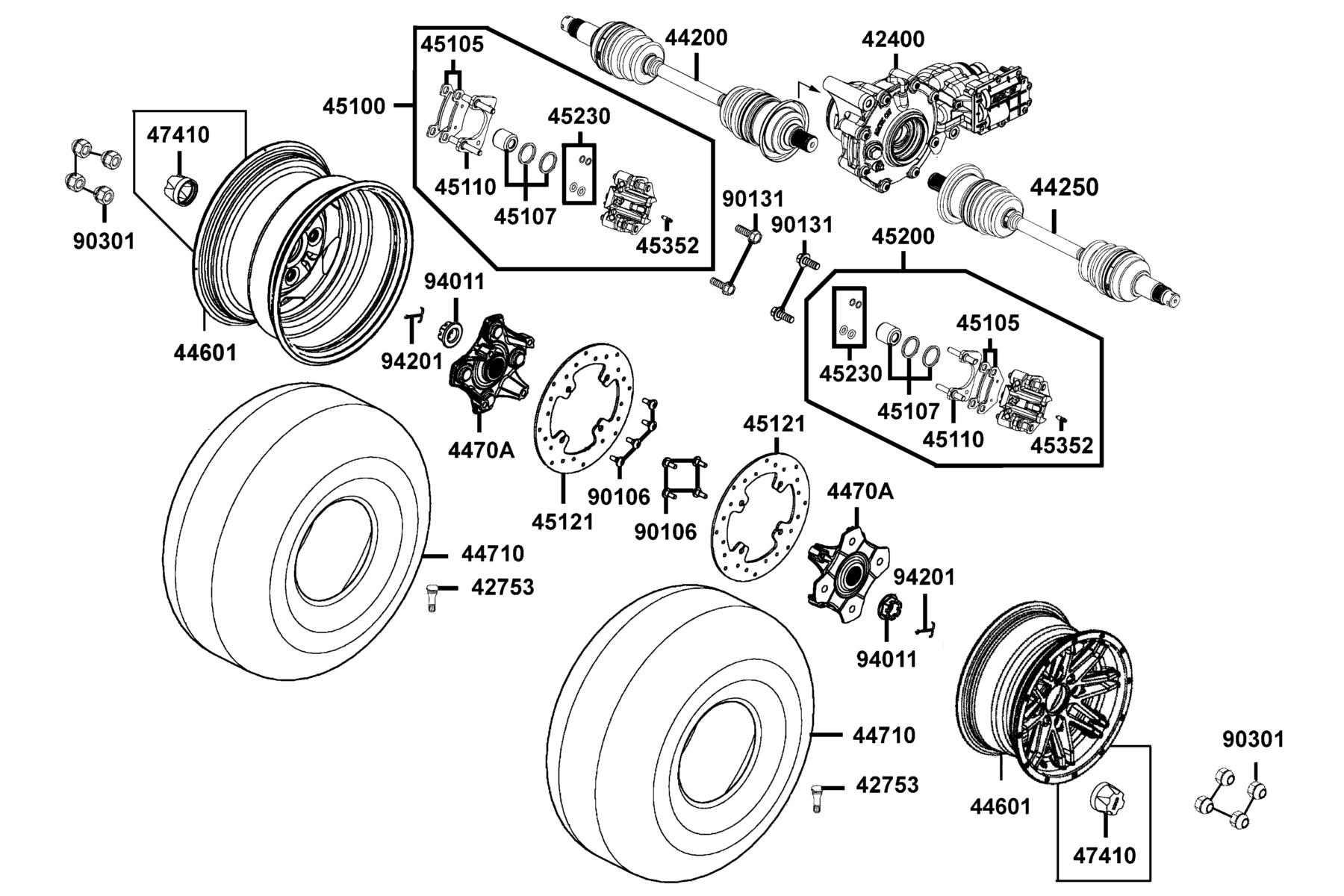 MXU 450I LE 2026 EPA Front Wheel parts diagram