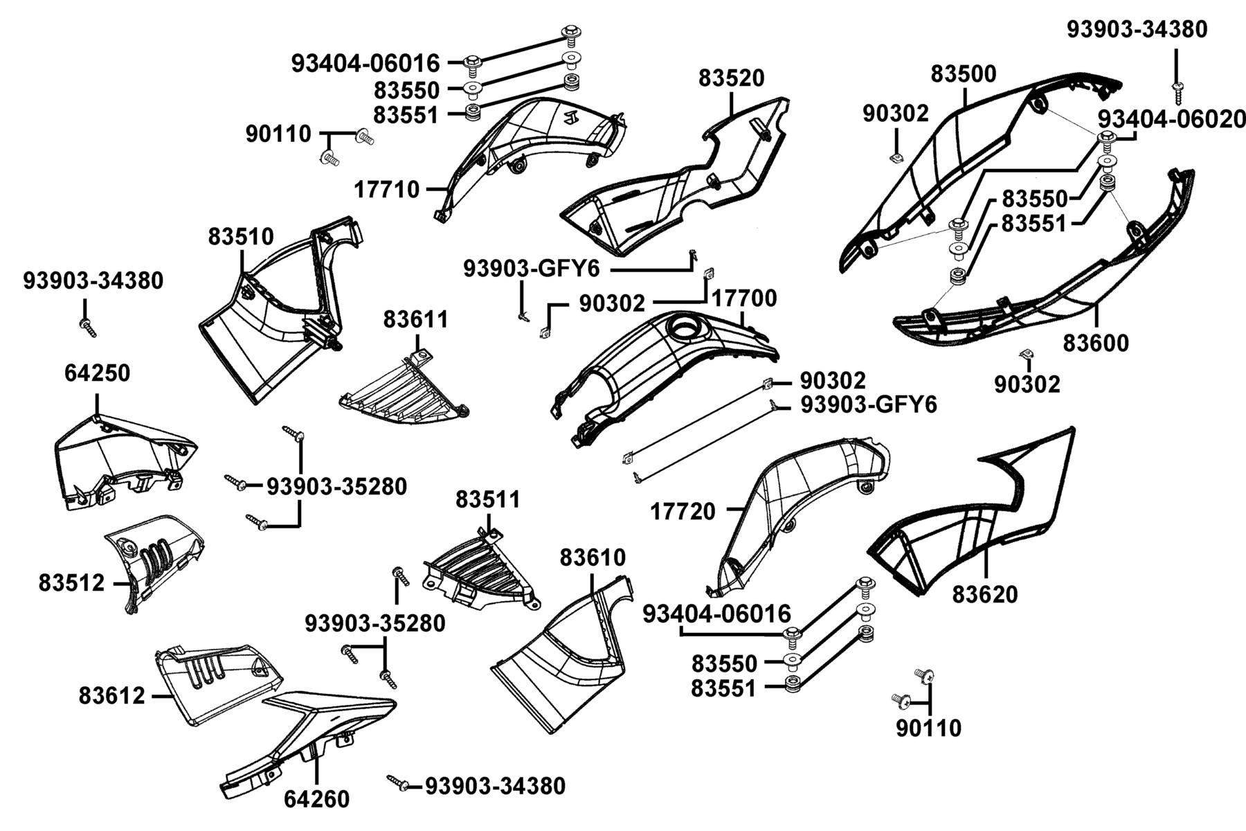 K-PIPE 125(2016~) Body Cover parts diagram