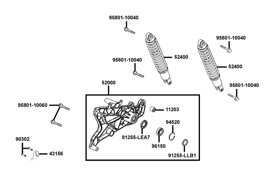 F16 Rr Cushion parts diagram