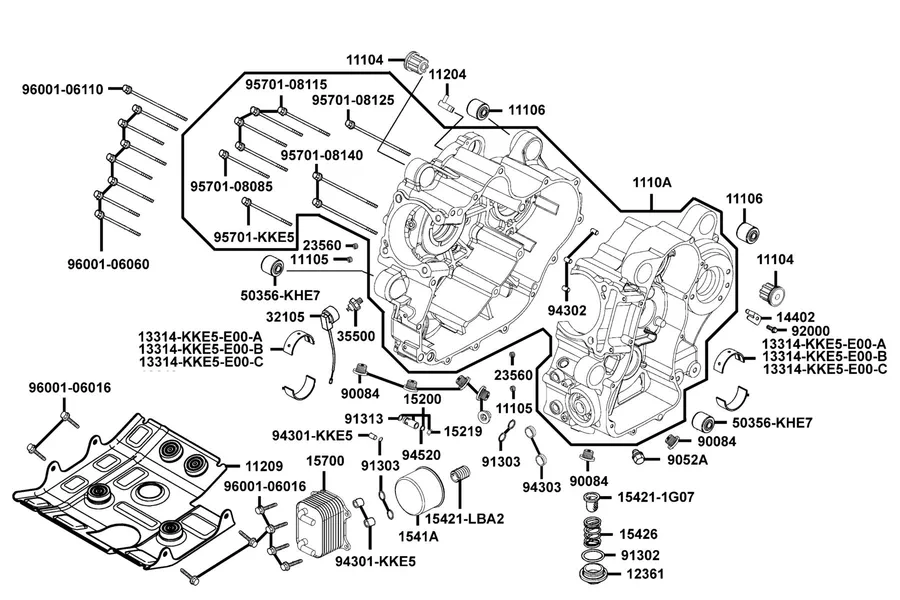 E01 Crank Case parts diagram