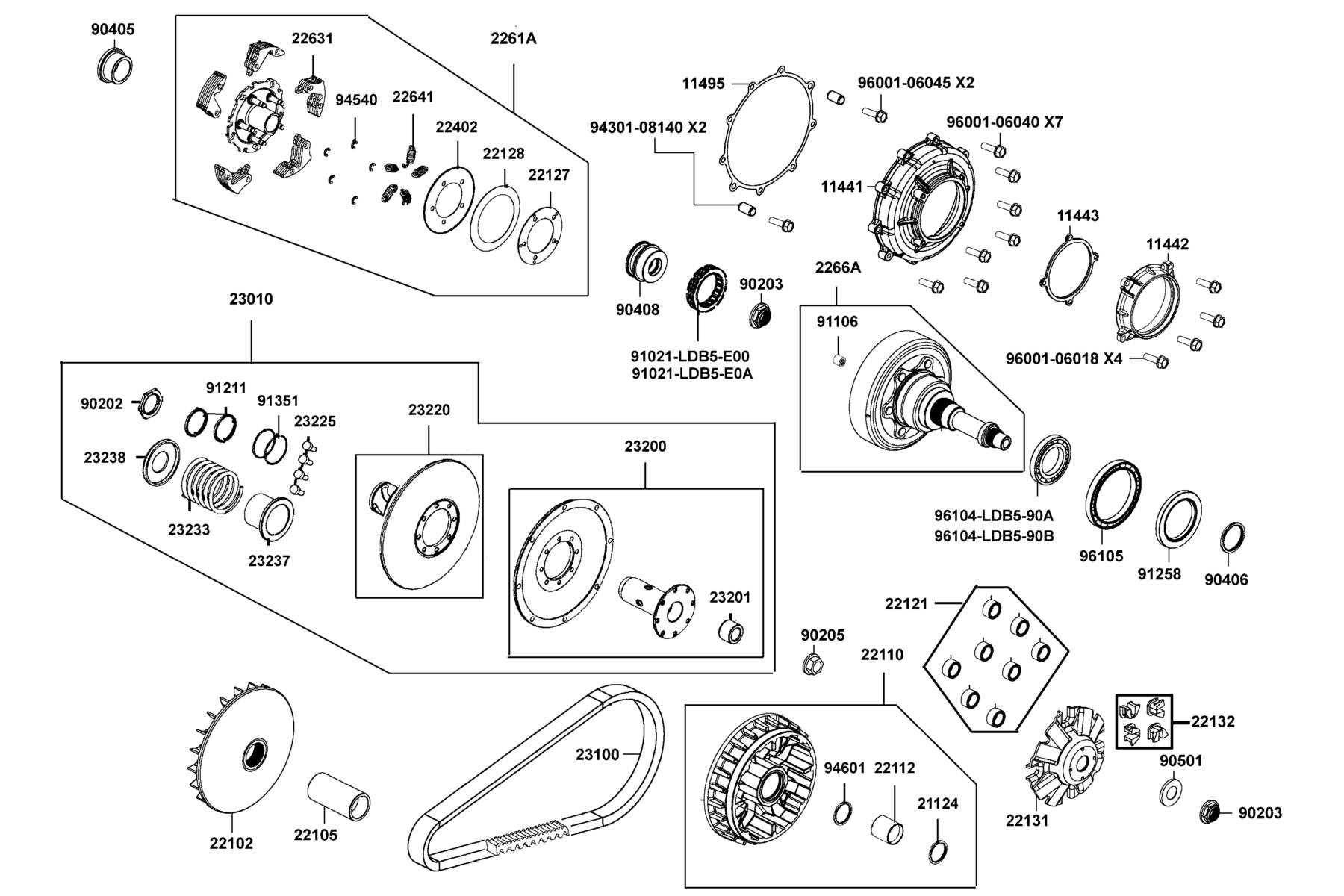 UXV 700i(2019) Drive Pulley parts diagram