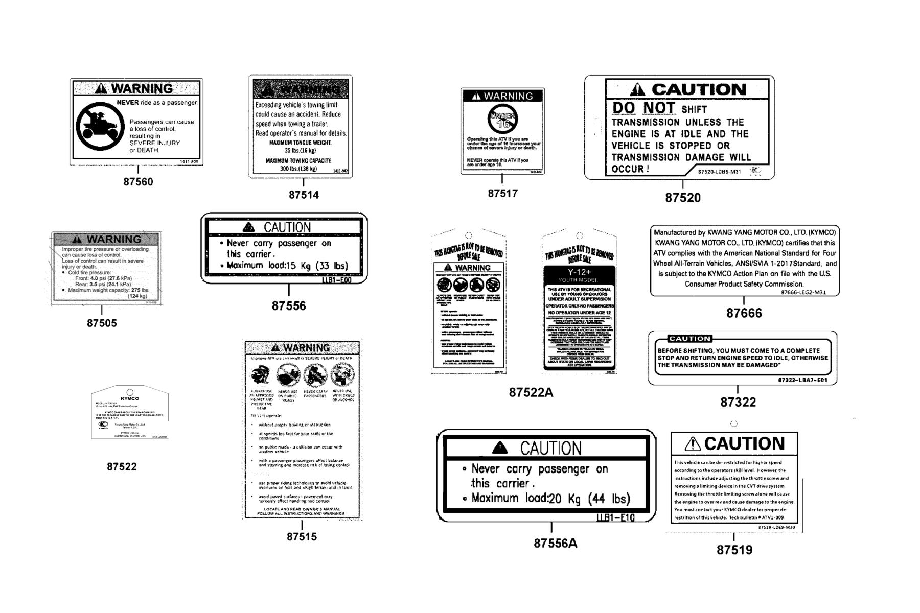 MXU 150X 2021MY EPA(2021) Caution Label parts diagram