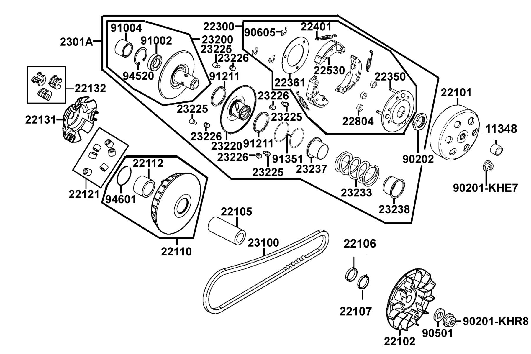 Mongoose 270i EPA/EFI(2025MY) Drive Pulley parts diagram