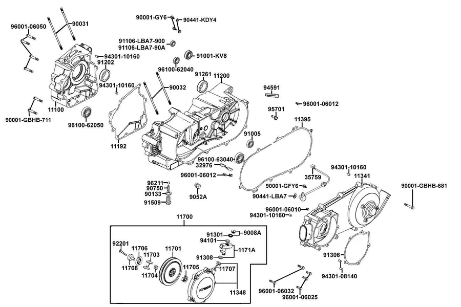 E01 Crank Case parts diagram