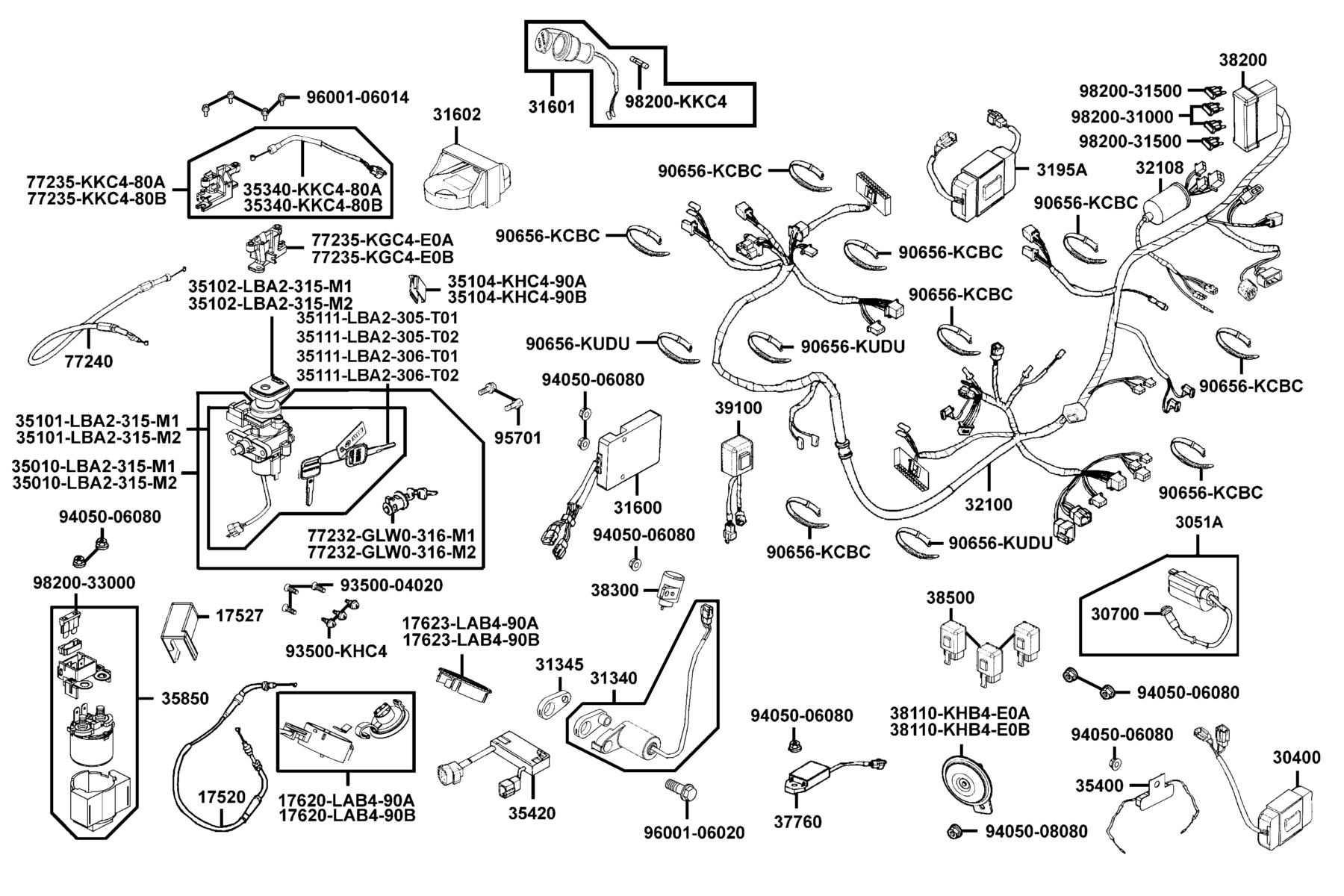KYMCO XCITING 250 (2006-2007) Wire Harness parts diagram
