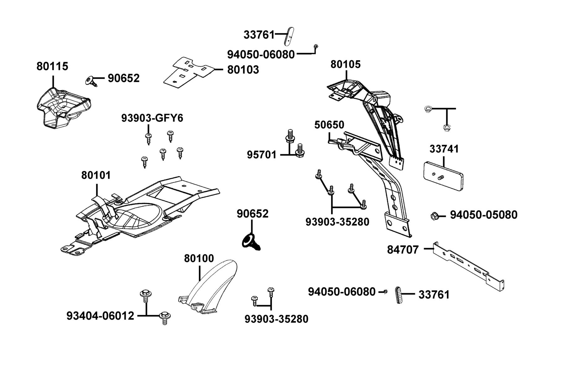 K-PIPE 125(2020) Rear Fender parts diagram