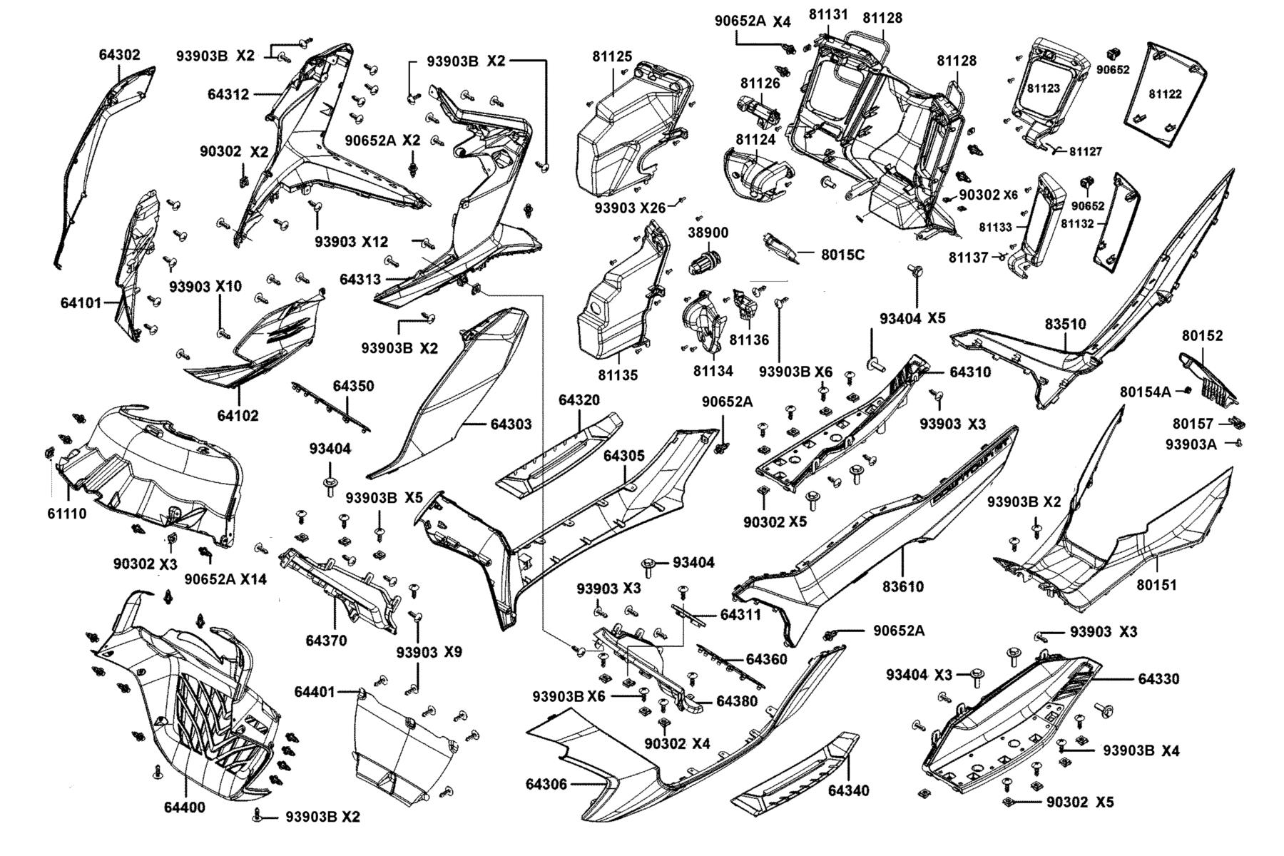DOWNTOWN GT 125 Front Cover●Floor Panel parts diagram