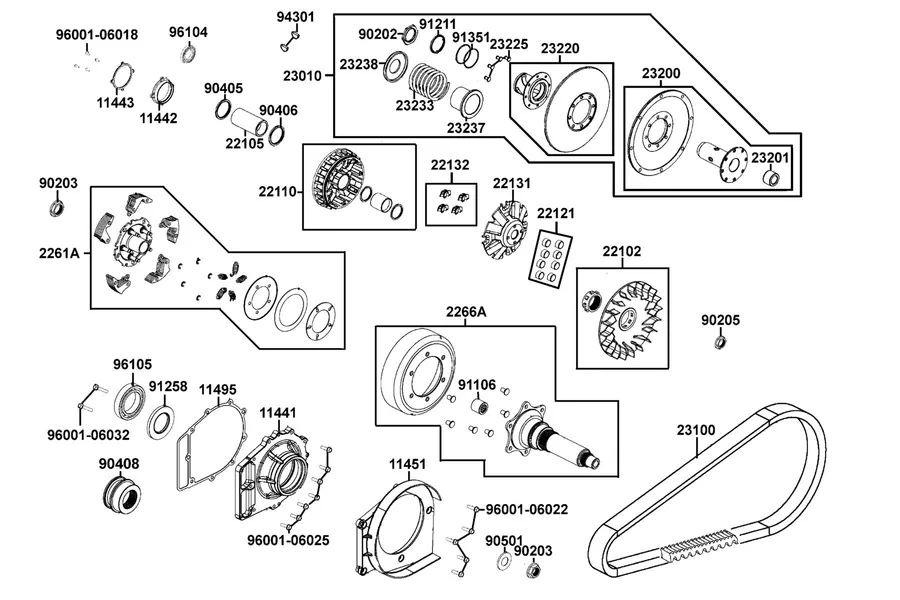 E05 Drive Pulley parts diagram
