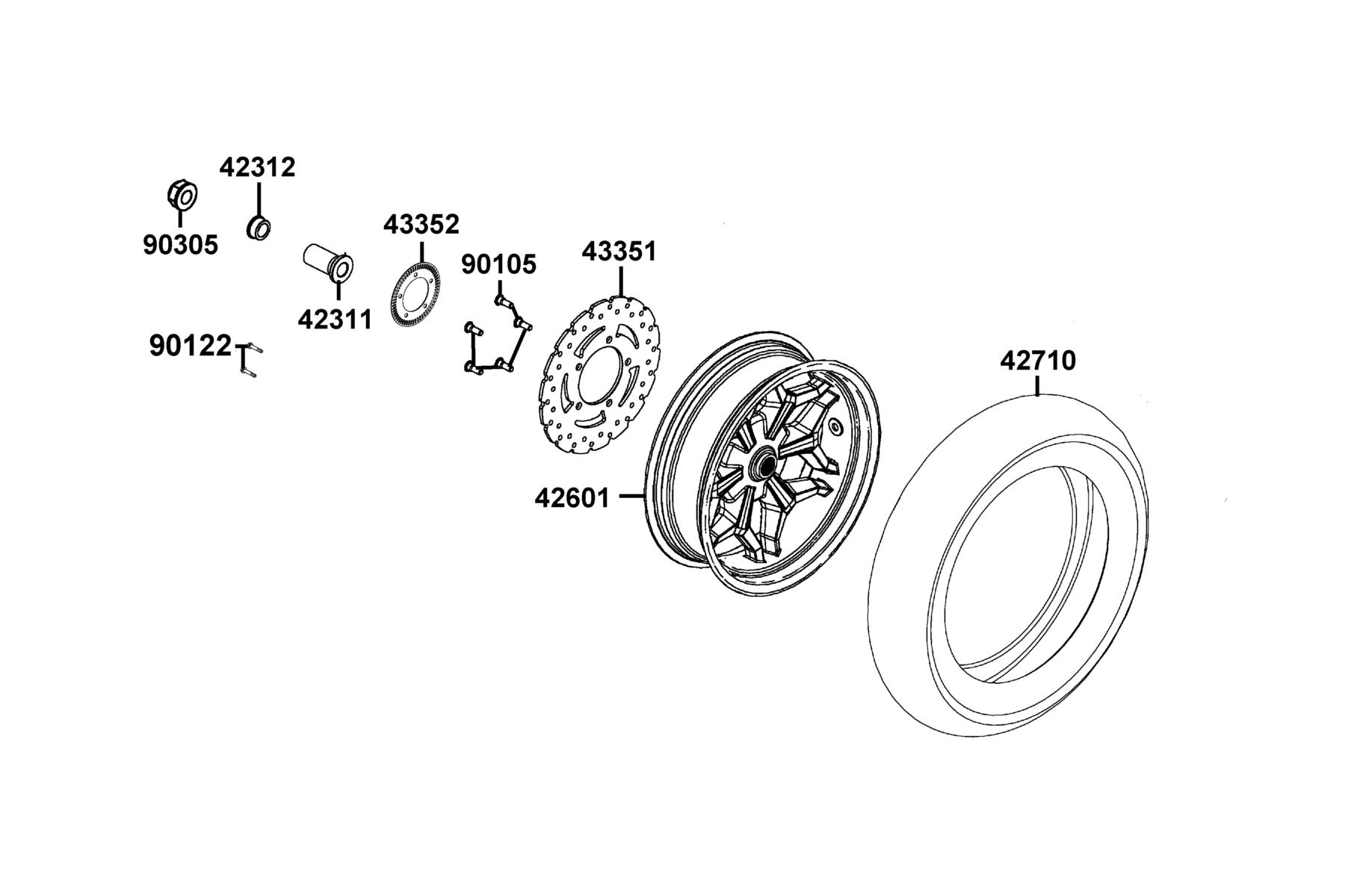 X-Town 300i ABS(2023) Rear Wheel parts diagram