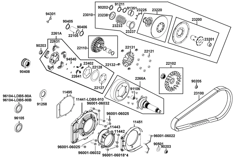E05 Drive Pulley parts diagram