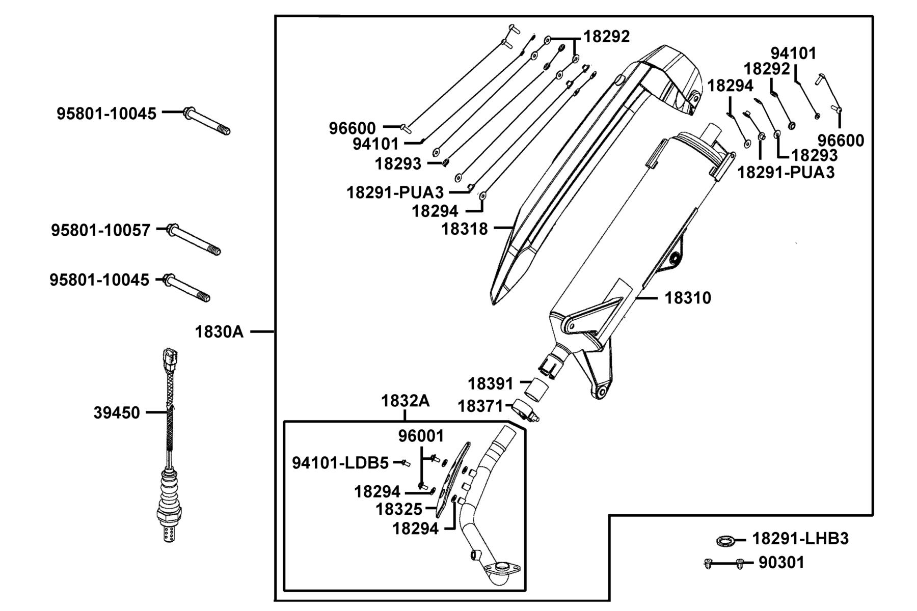 X-Town 300i ABS (2020) Exhaust Muffler parts diagram