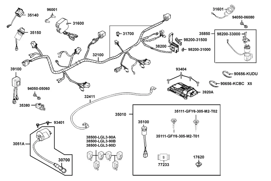 F20 Harness Wire parts diagram