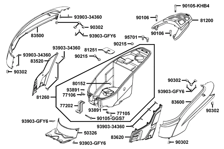 F12 Body Cover and Luggage Box parts diagram
