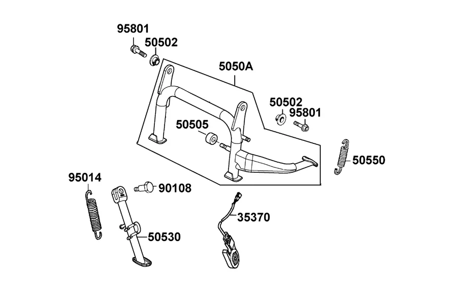 F16 Stand and Kick Starter Arm parts diagram