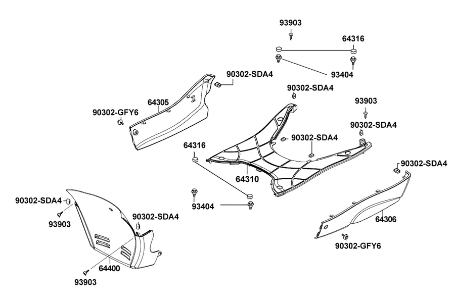 F06 Front Cover and Floor Panel parts diagram