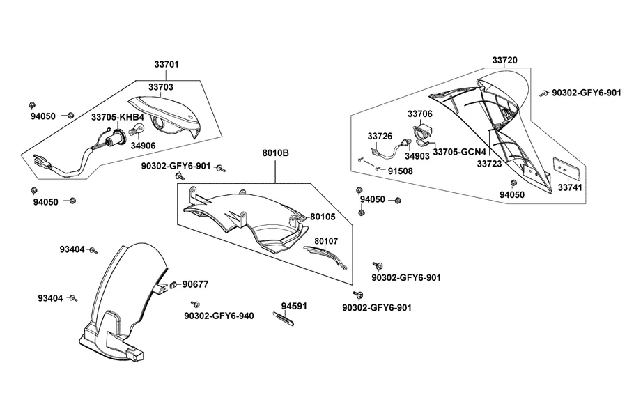 F19 Rear Light and Rear Fender parts diagram