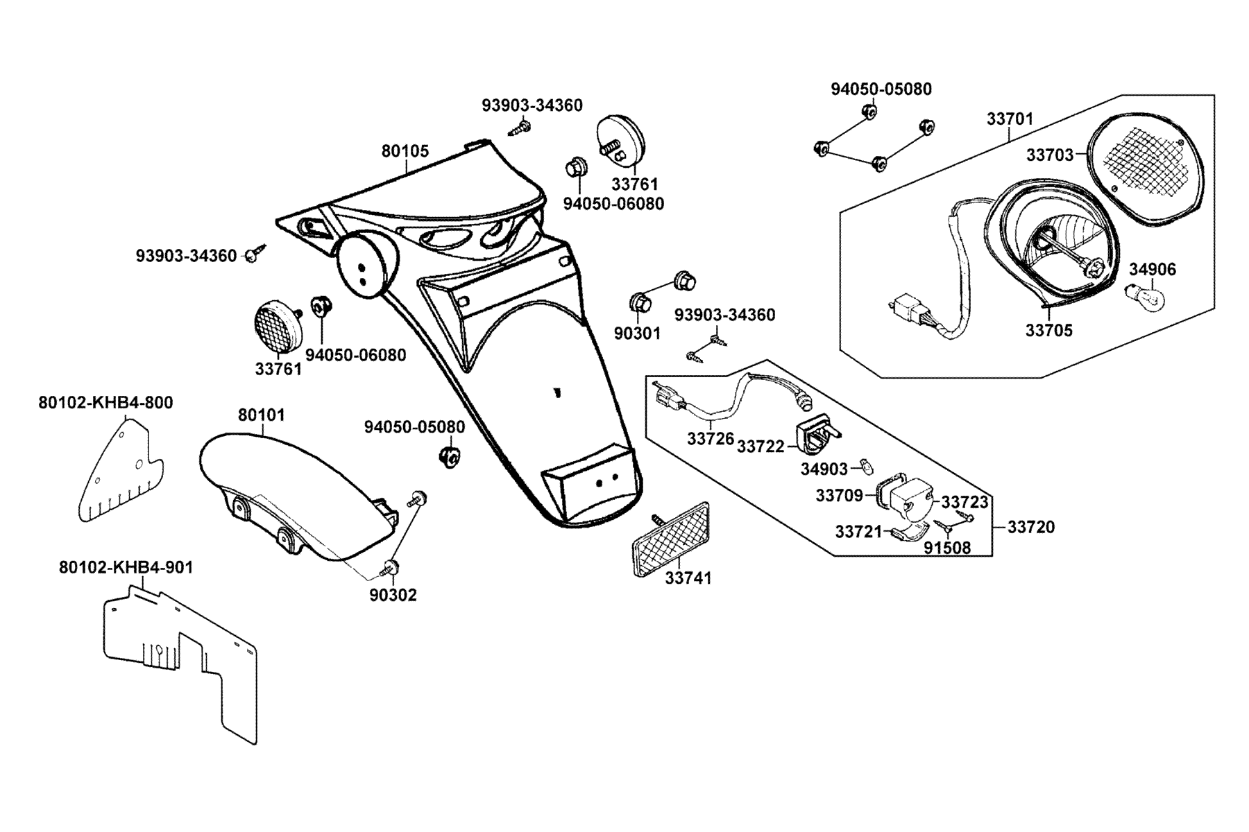 KYMCO PEOPLE 150 (2002-2008) Tail Light and Rear Fender parts diagram