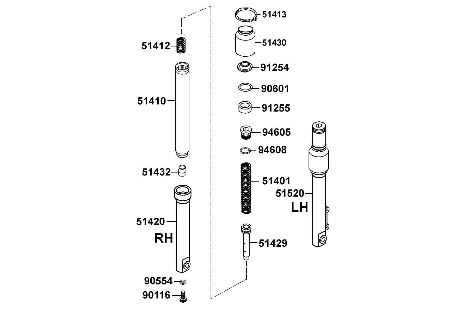 KYMCO PEOPLE 50 (2002-2003) Separated Parts Of Fr Fork parts diagram