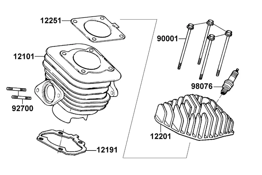 E02 Cylinder Head and Cylinder parts diagram