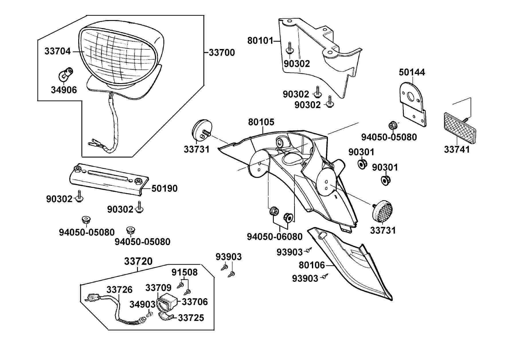 KYMCO PEOPLE 50 (2002-2003) Rear Light and Rear Fender parts diagram