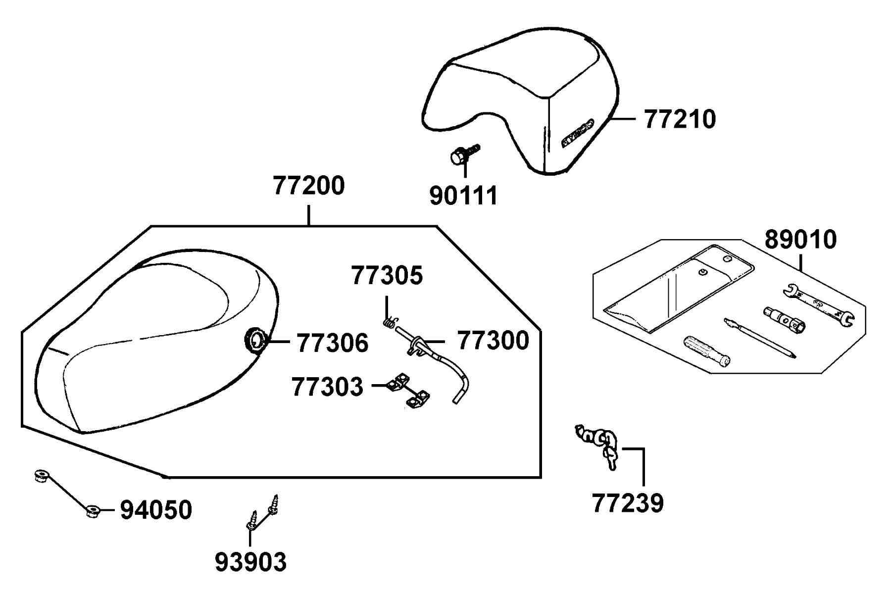 KYMCO PEOPLE 50 (2002-2003) Seat parts diagram
