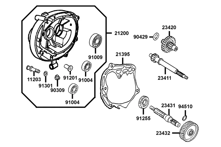 E08 Transmission parts diagram